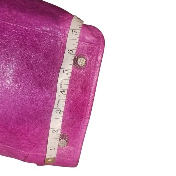 Auth Balenciaga large City Work Giant silver Hardware Magenta Lambskin Bag New - Picture 8 of 15